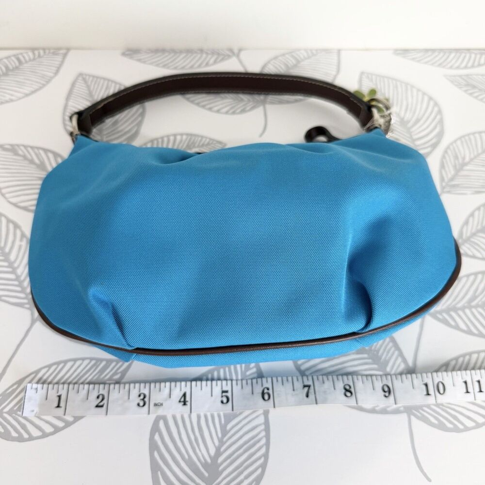 Tommy Hilfiger Vintage Shoulder Purse Teal Blue Flower Bag Charm Y2K NWOT - Picture 10 of 12